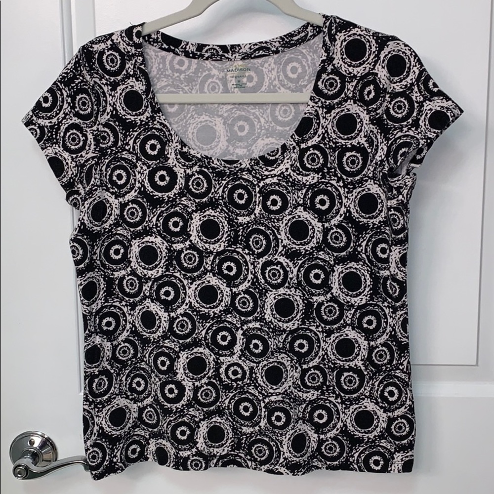 Live Green Madison Organics Black White Tee Medium